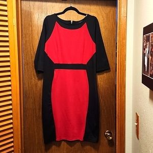 Alloy 2XL Red and Black Color Block Dress